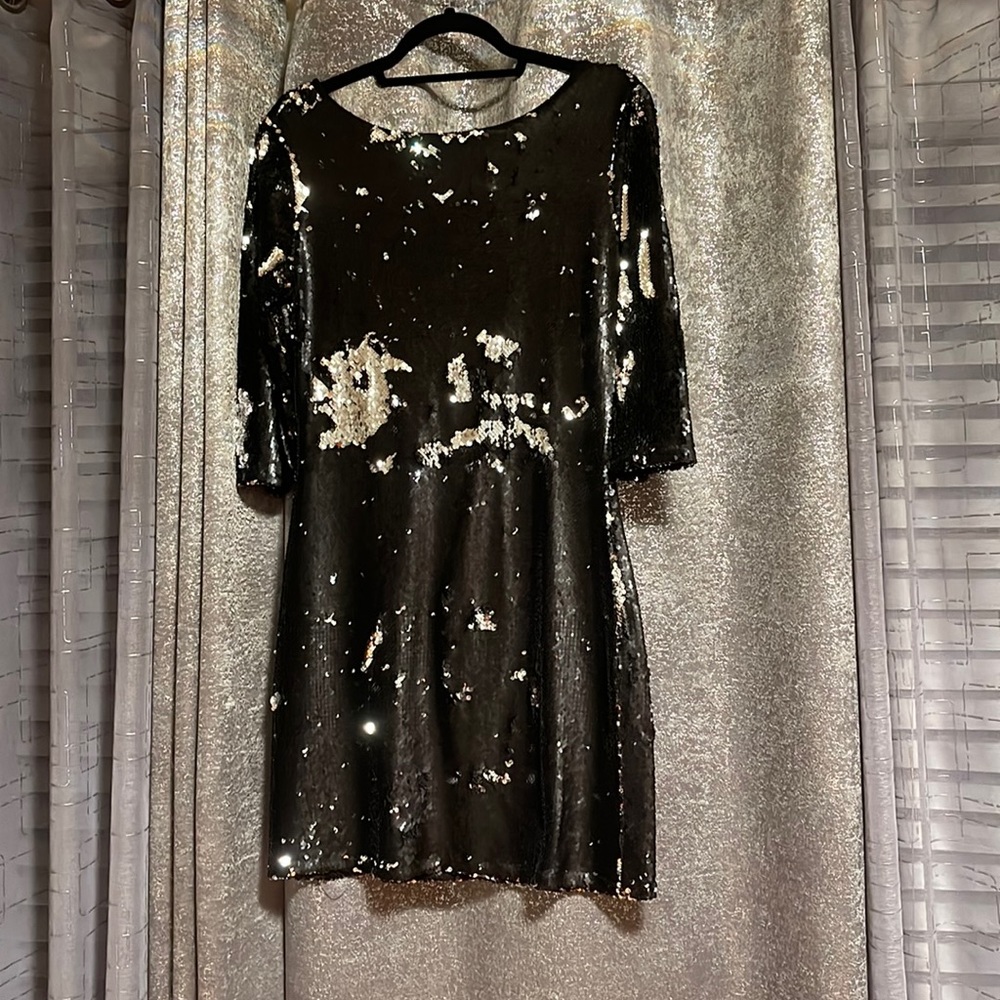 Black/Silver Mini Sequins Dress
